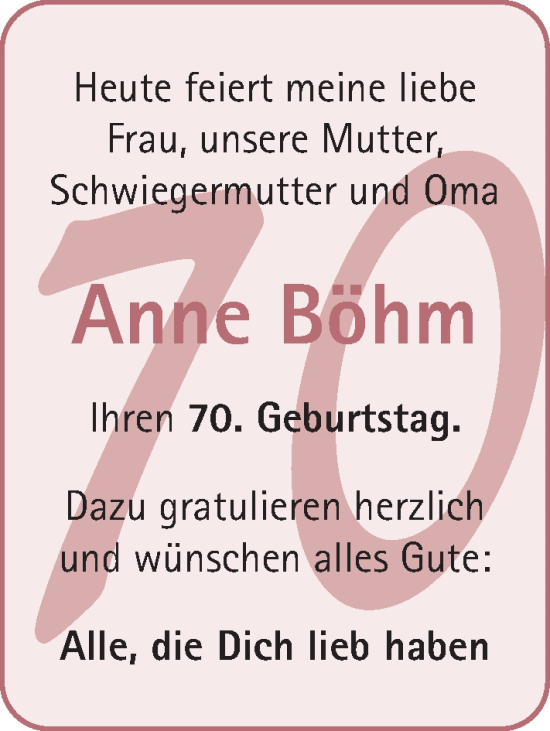 Glückwunschanzeige von Anne Böhm von BM