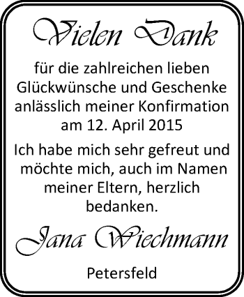 Glückwunschanzeige von Jana Wiechmann von Nordwest-Zeitung