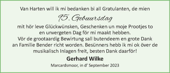 Glückwunschanzeige von Gerhard Wilke von BM
