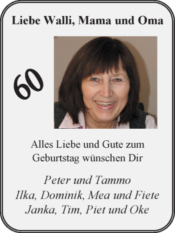 Glückwunschanzeige von Walli  von Nordwest-Zeitung