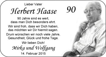 Glückwunschanzeige von Herbert Haase von Nordwest-Zeitung