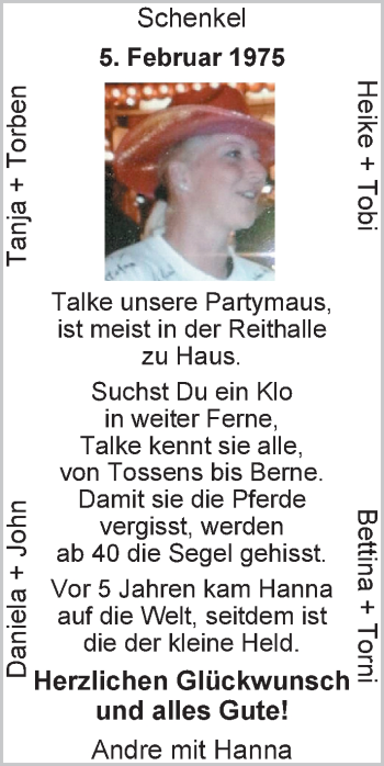 Glückwunschanzeige von Talke  von Nordwest-Zeitung