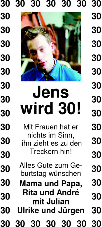 Glückwunschanzeige von Jens  von Nordwest-Zeitung