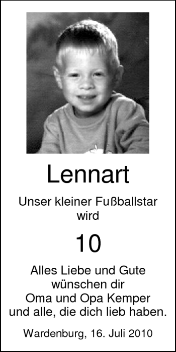 Glückwunschanzeige von Lennart  von Nordwest-Zeitung