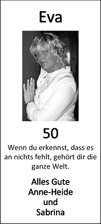 Glückwunschanzeige von Eva  von Nordwest-Zeitung