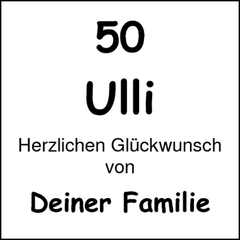 Glückwunschanzeige von Ulli  von Nordwest-Zeitung