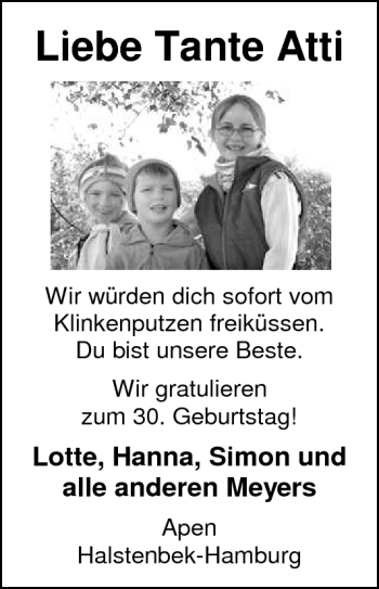 Glückwunschanzeige von Atti  von Nordwest-Zeitung