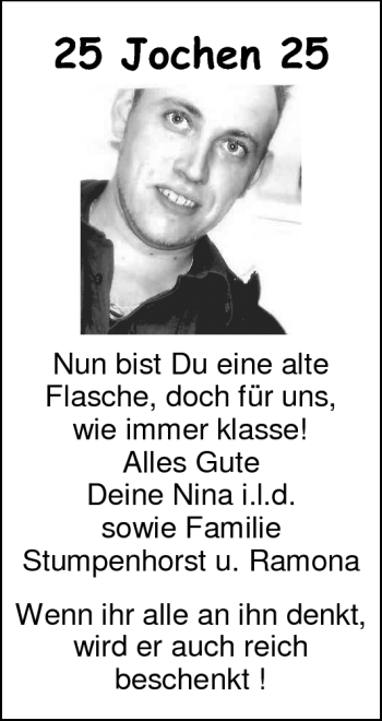 Glückwunschanzeige von Jochen  von Nordwest-Zeitung