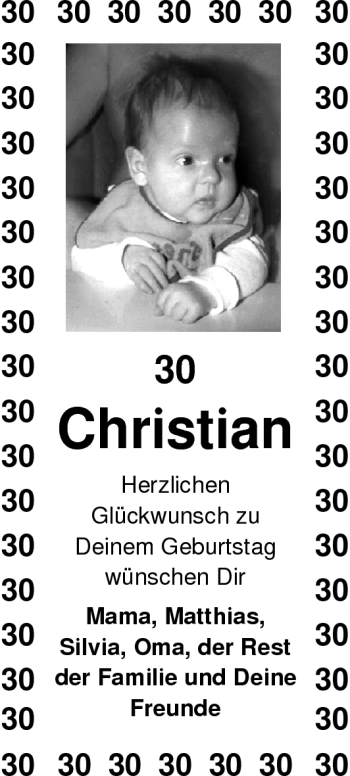 Glückwunschanzeige von Christian  von Nordwest-Zeitung