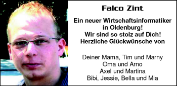 Glückwunschanzeige von Falco Zint von Nordwest-Zeitung