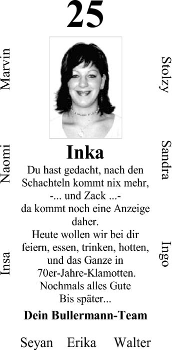 Glückwunschanzeige von Inka  von Nordwest-Zeitung
