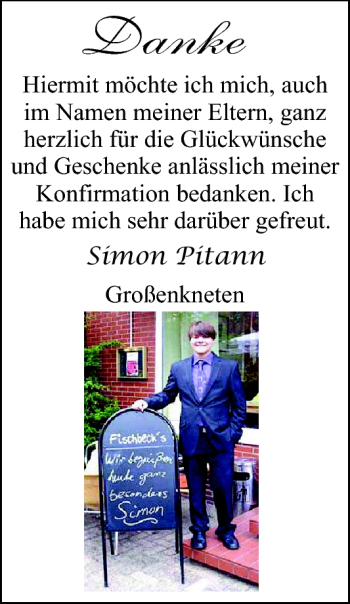 Glückwunschanzeige von Simon Pitann von Nordwest-Zeitung