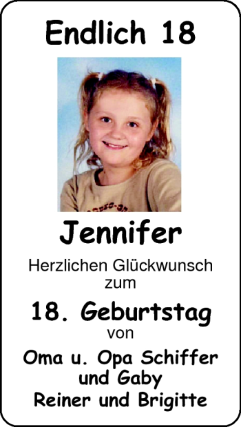 Glückwunschanzeige von Jennifer Kuper von Nordwest-Zeitung