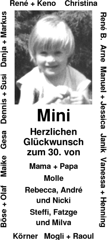 Glückwunschanzeige von Mini Siemers von Nordwest-Zeitung