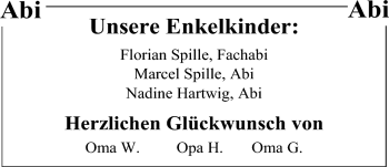 Glückwunschanzeige von Florian Spille, Marcel Spille, Nadine Hartwig  von Nordwest-Zeitung