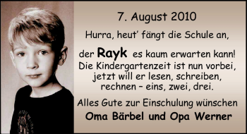 Glückwunschanzeige von Rayk  von Nordwest-Zeitung