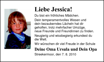 Glückwunschanzeige von Jessica  von Nordwest-Zeitung
