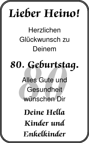 Glückwunschanzeige von Heino Denker von Nordwest-Zeitung