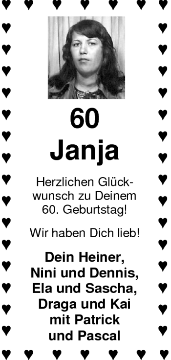 Glückwunschanzeige von Janja  von Nordwest-Zeitung