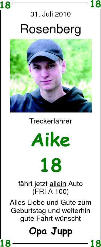 Glückwunschanzeige von Aike Alers von Nordwest-Zeitung