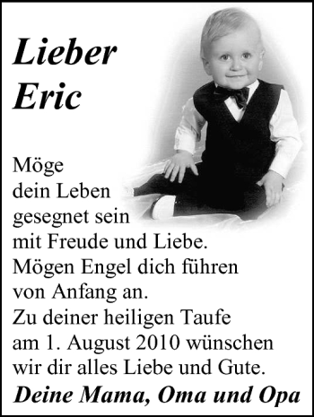 Glückwunschanzeige von Eric  von Nordwest-Zeitung