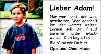 Glückwunschanzeige von Adam  von Nordwest-Zeitung