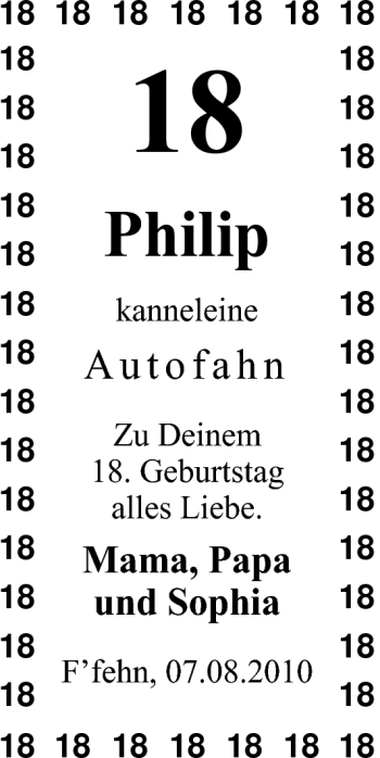 Glückwunschanzeige von Philip  von Nordwest-Zeitung