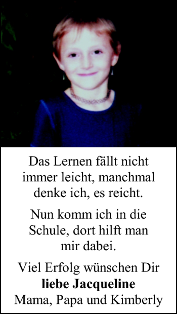 Glückwunschanzeige von Jacqueline Rossi von Nordwest-Zeitung