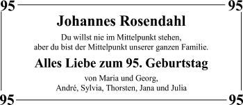 Glückwunschanzeige von Johannes Rosendahl von Nordwest-Zeitung