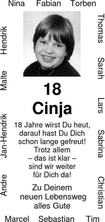 Glückwunschanzeige von Cinja  von Nordwest-Zeitung