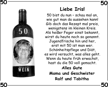 Glückwunschanzeige von Iris Rode von Nordwest-Zeitung