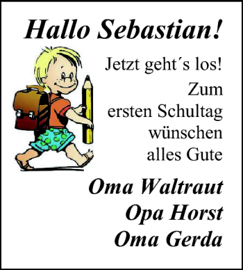 Glückwunschanzeige von Sebastian  von Nordwest-Zeitung
