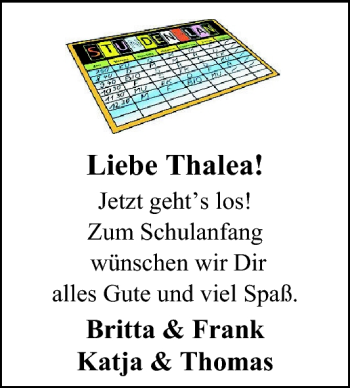 Glückwunschanzeige von Thalea  von Nordwest-Zeitung