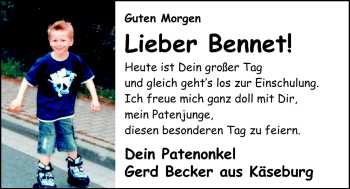 Glückwunschanzeige von Bennet  von Nordwest-Zeitung