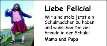 Glückwunschanzeige von Felicia  von Nordwest-Zeitung