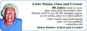 Glückwunschanzeige von Oma Strömer  von Nordwest-Zeitung