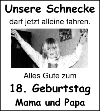 Glückwunschanzeige von Schnecke  von Nordwest-Zeitung