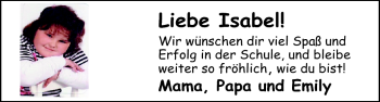 Glückwunschanzeige von Isabel  von Nordwest-Zeitung