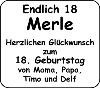 Glückwunschanzeige von Merle  von Nordwest-Zeitung