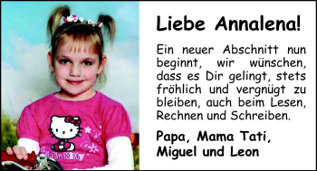 Glückwunschanzeige von Annalena  von Nordwest-Zeitung
