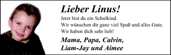 Glückwunschanzeige von Linus  von Nordwest-Zeitung