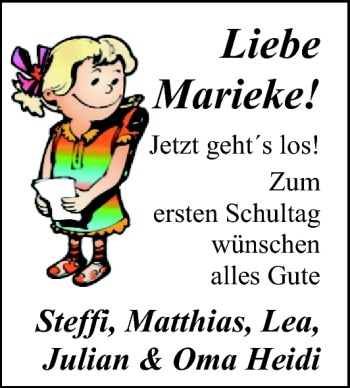 Glückwunschanzeige von Marieke  von Nordwest-Zeitung