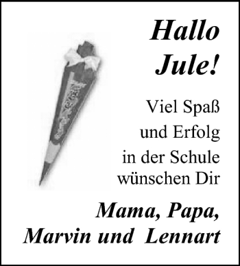 Glückwunschanzeige von Jule Plate von Nordwest-Zeitung
