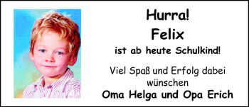 Glückwunschanzeige von Felix  von Nordwest-Zeitung
