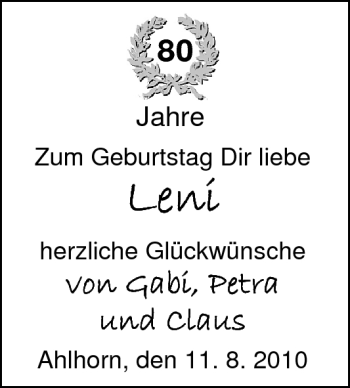 Glückwunschanzeige von Helene  von Nordwest-Zeitung
