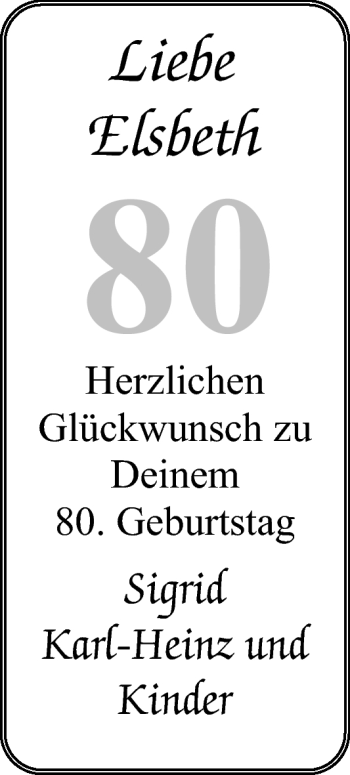 Glückwunschanzeige von Elsbeth  von Nordwest-Zeitung