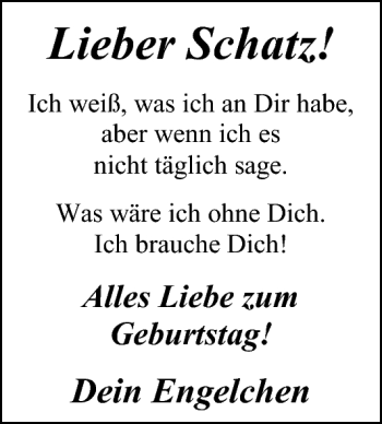 Glückwunschanzeige von Schatz  von Nordwest-Zeitung