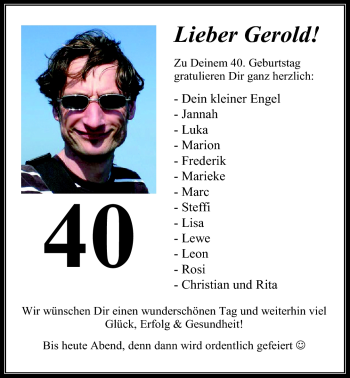 Glückwunschanzeige von Gerold  von Nordwest-Zeitung