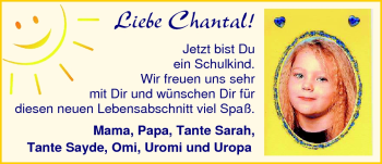 Glückwunschanzeige von Chantal  von Nordwest-Zeitung