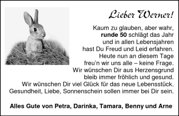 Glückwunschanzeige von Werner Haase von Nordwest-Zeitung